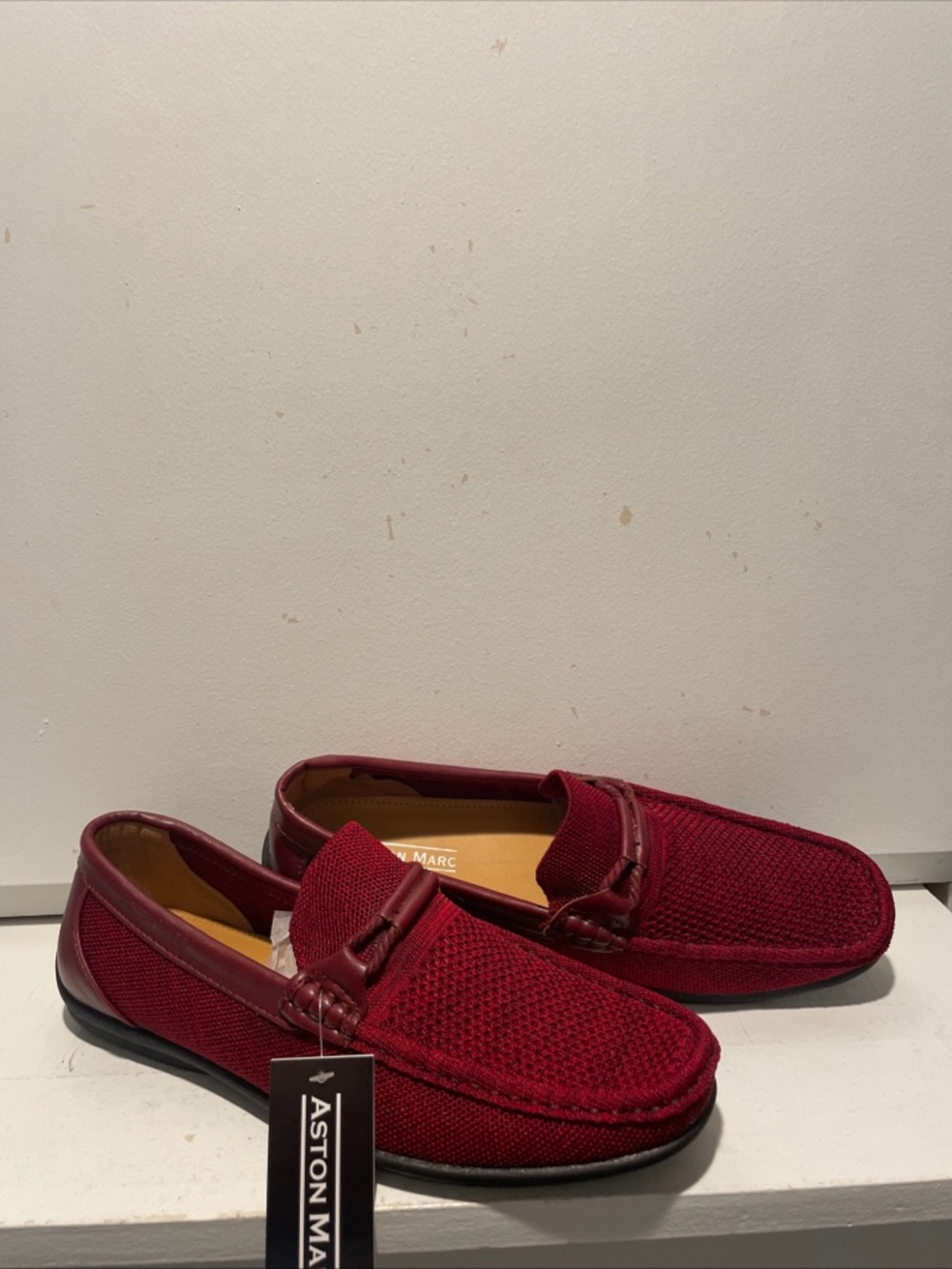 NWT Aston Marc 02  Men's Red Loafers Size 9 1/2 .